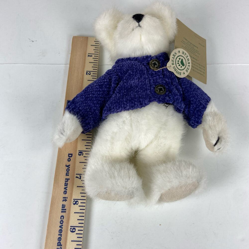 Boyds Collection 1999 20th Anniversary White Bear Plush Toy Blue Sweater 8" - Picture 8 of 12
